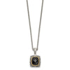 Shey Couture Sterling Silver with 14K Accent 18 Inch Antiqued Checkerboard-cut Black Onyx Necklace