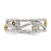 Shey Couture Sterling Silver Rhodium-plated with 14K Accent Round Bezel Amethyst Blue Topaz/Citrine/Garnet/Peridot and Smoky Quartz Ring