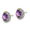 Sterling Silver w/ 14K Accent Gemstone Post Earrings