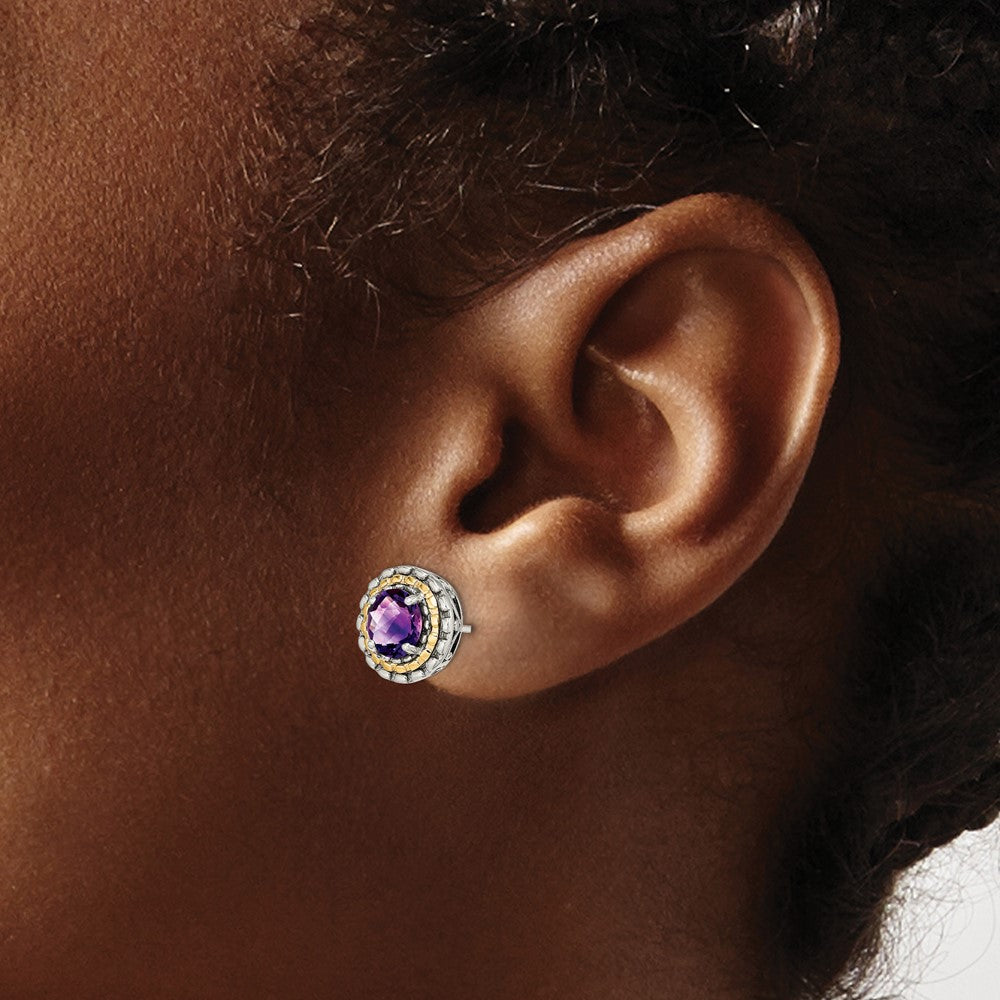 Sterling Silver w/ 14k Polished Gemstone Earrings