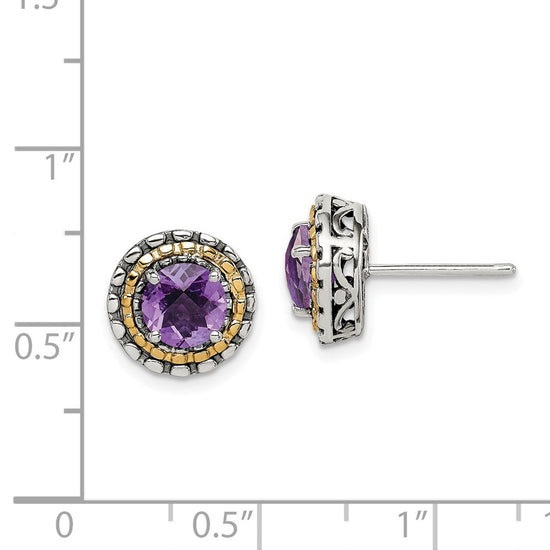 Sterling Silver w/ 14k Polished Gemstone Earrings
