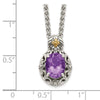 Shey Couture Sterling Silver with 14K Accent 18 Inch Antiqued Oval Amethyst Necklace