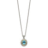 Shey Couture Sterling Silver with 14K Accent 18 Inch Antiqued Oval Bezel Light Swiss Blue Topaz Necklace