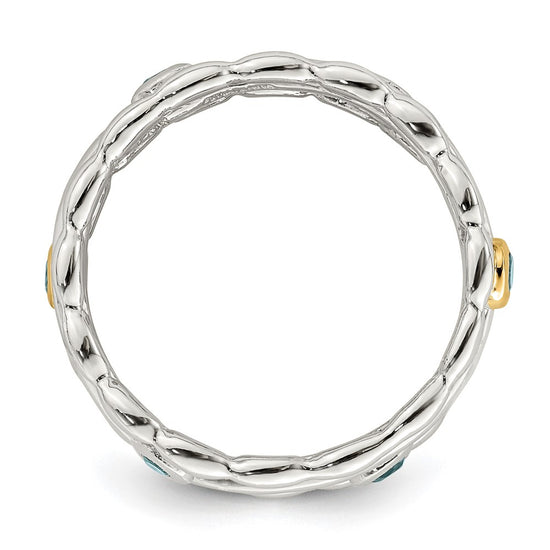 Shey Couture Sterling Silver Rhodium-plated with 14K Accent Light Swiss Blue Topaz Ring