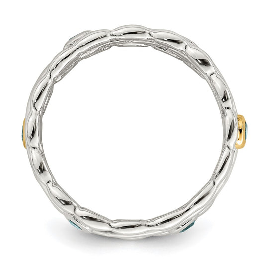 Shey Couture Sterling Silver Rhodium-plated with 14K Accent Light Swiss Blue Topaz Ring