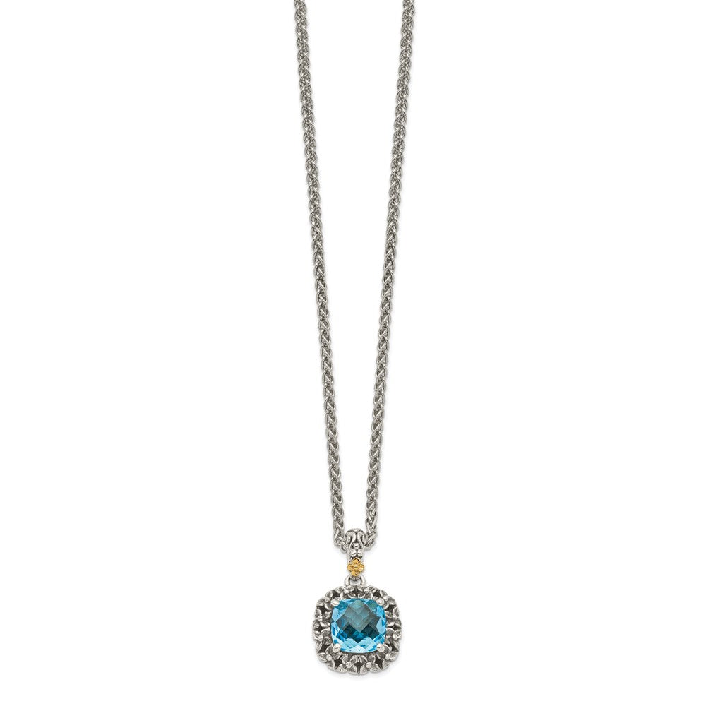 Shey Couture Sterling Silver with 14K Accent 18 Inch Antiqued Blue Topaz Necklace