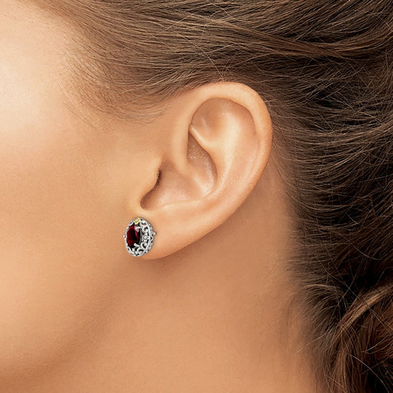 Sterling Silver w/ 14K Accent Gemstone Post Earrings