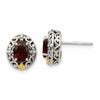 Sterling Silver w/ 14K Accent Gemstone Post Earrings