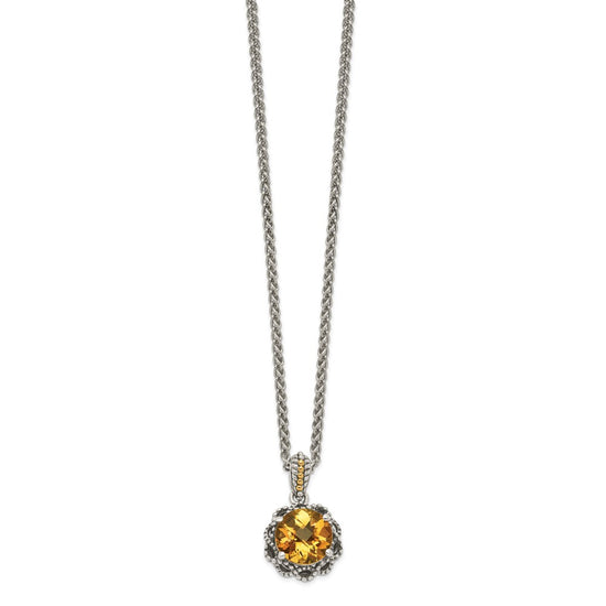 Shey Couture Sterling Silver with 14K Accent 18 Inch Antiqued Round Citrine Necklace