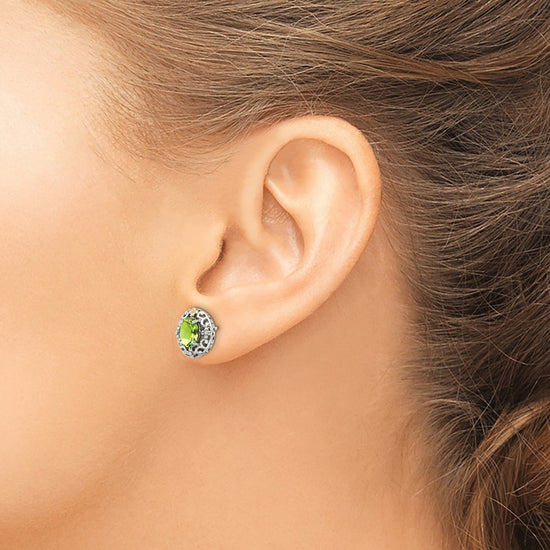 Sterling Silver w/ 14K Accent Gemstone Post Earrings