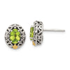 Sterling Silver w/ 14K Accent Gemstone Post Earrings