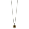 Shey Couture Sterling Silver with 14K Accent 18 Inch Antiqued Oval Bezel Smoky Quartz Necklace