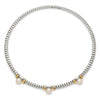 Shey Couture Sterling Silver with 14K Accent 4.5mm Freshwater Cultured Button Pearl Slip-on Bangle Bracelet