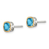 Sterling Silver w/ 14K Accent Gemstone Square Stud Earrings