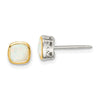 Sterling Silver w/ 14K Accent Gemstone Square Stud Earrings