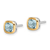 Sterling Silver w/ 14K Accent Gemstone Square Stud Earrings