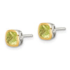 Sterling Silver w/ 14K Accent Gemstone Square Stud Earrings