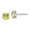 Sterling Silver w/ 14K Accent Gemstone Square Stud Earrings