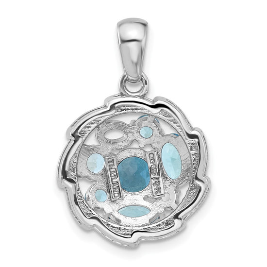 Shey Couture Sterling Silver Rhodium-plated with 14k Accent 1.36 Swiss Blue Topaz/1.05 London Blue Topaz/.09 White Topaz 18 inch Necklace