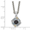 Shey Couture Sterling Silver Rhodium-plated with 14k Accent .49 Onyx and .16 Swiss Blue Topaz 18 inch Necklace