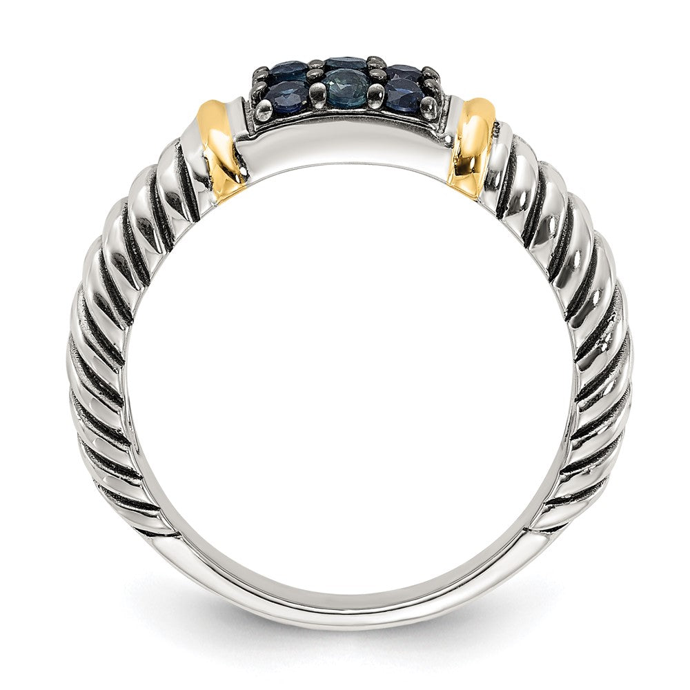 Shey Couture Sterling Silver with 14k Accent Black Rhodium Antiqued Sapphire Ring