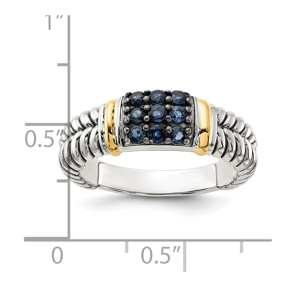 Shey Couture Sterling Silver with 14k Accent Black Rhodium Antiqued Sapphire Ring
