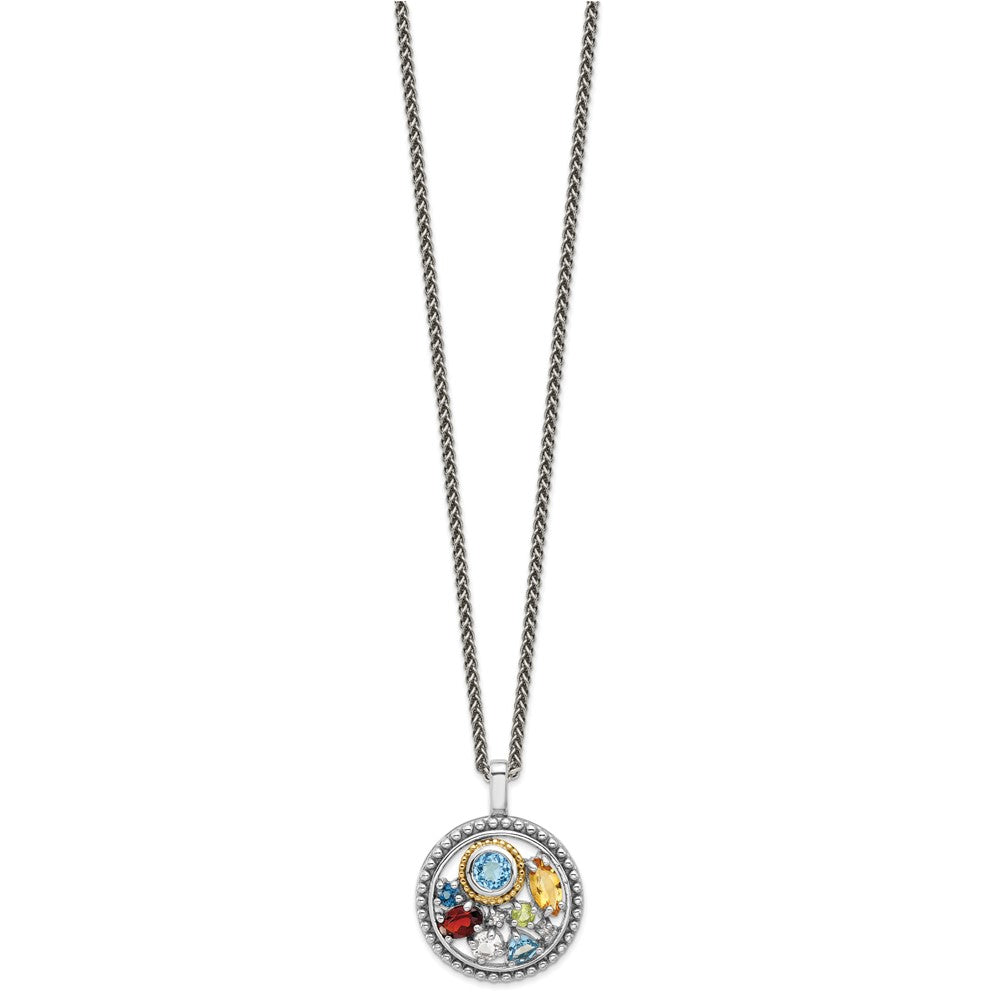 Shey Couture Sterling Silver Rhodium-plated with 14k Accent .43 Citrine/.93 Swiss Blue Topaz/.14 Light Blue Topaz/.13 Peridot 18 inch Necklace