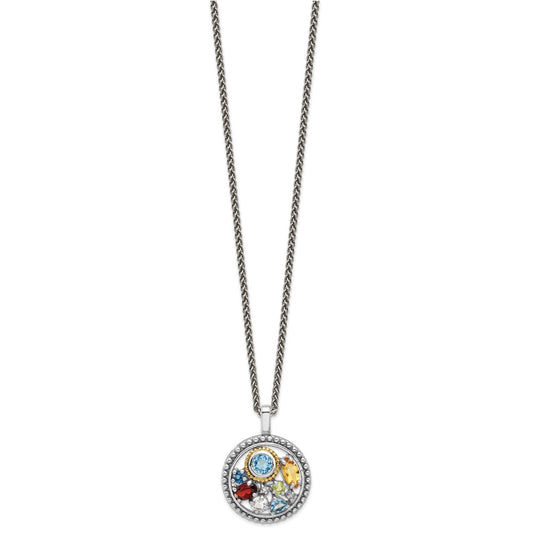 Shey Couture Sterling Silver Rhodium-plated with 14k Accent .43 Citrine/.93 Swiss Blue Topaz/.14 Light Blue Topaz/.13 Peridot 18 inch Necklace