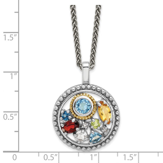 Shey Couture Sterling Silver Rhodium-plated with 14k Accent .43 Citrine/.93 Swiss Blue Topaz/.14 Light Blue Topaz/.13 Peridot 18 inch Necklace