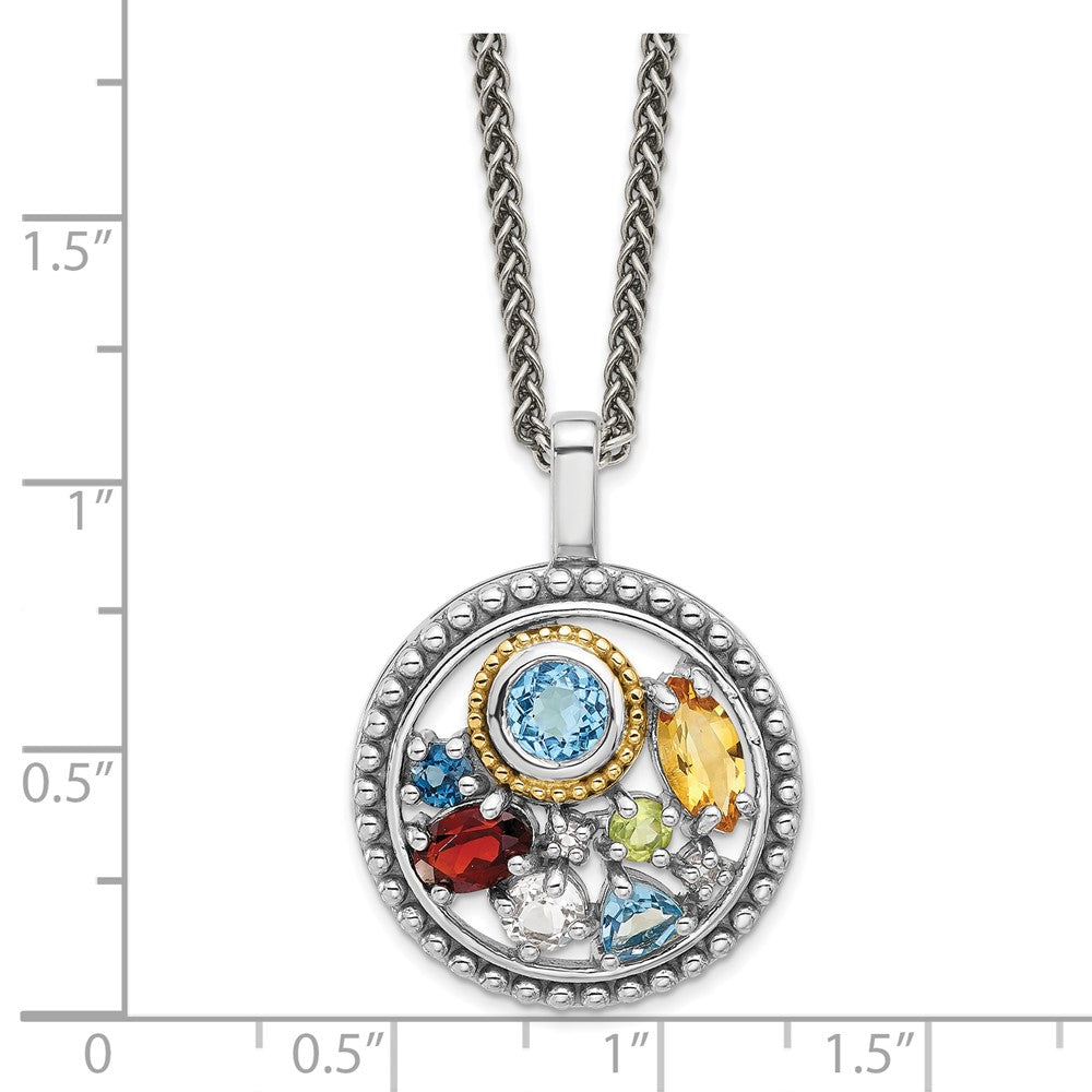 Shey Couture Sterling Silver Rhodium-plated with 14k Accent .43 Citrine/.93 Swiss Blue Topaz/.14 Light Blue Topaz/.13 Peridot 18 inch Necklace