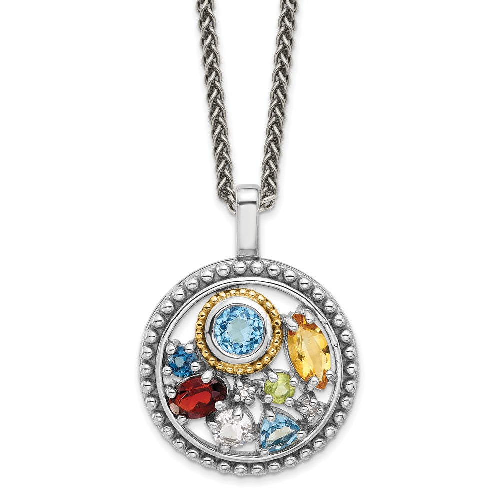 Shey Couture Sterling Silver Rhodium-plated with 14k Accent .43 Citrine/.93 Swiss Blue Topaz/.14 Light Blue Topaz/.13 Peridot 18 inch Necklace