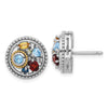 Shey Couture Sterling Silver Rh-plated w/14k Accent .10 Light and .55Swiss Blue Topaz/.52Garnet/.19Citrine/.02Peridot/.06White Topaz Earrings