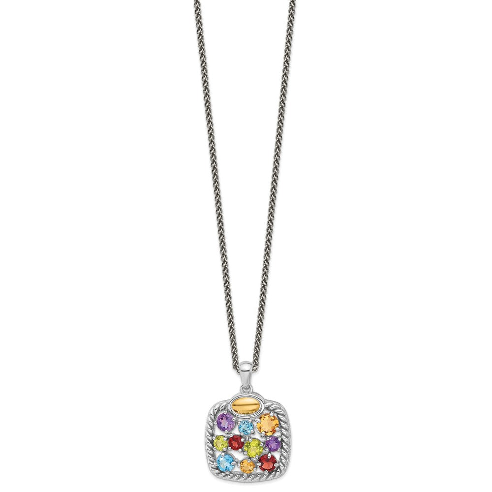 Shey Couture Sterling Silver Rhodium-plated with 14k Accent .9 Citrine/.77 Amethyst/.84 Swiss Blue Topaz/.83 Peridot 18 inch Necklace