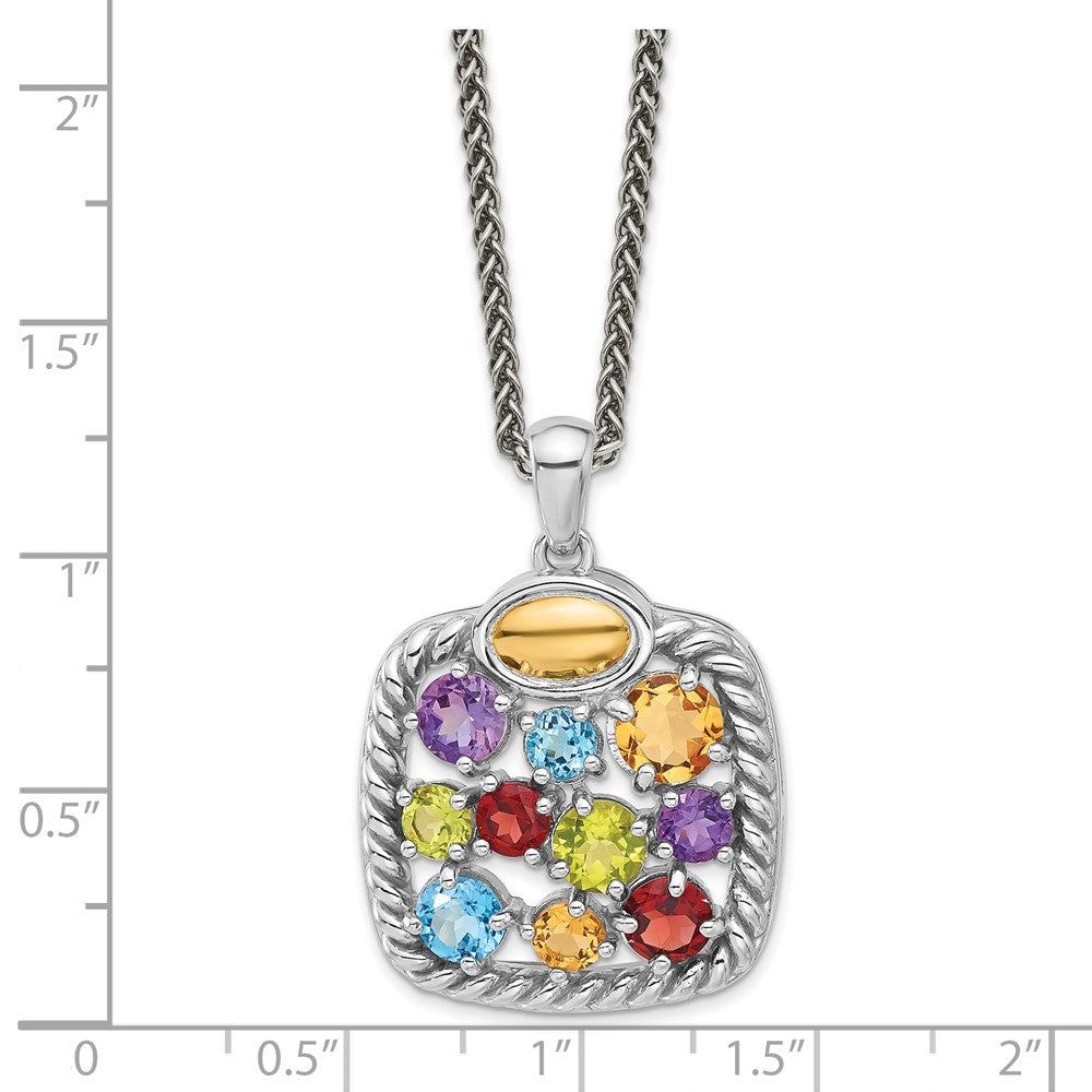 Shey Couture Sterling Silver Rhodium-plated with 14k Accent .9 Citrine/.77 Amethyst/.84 Swiss Blue Topaz/.83 Peridot 18 inch Necklace