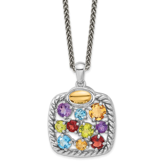 Shey Couture Sterling Silver Rhodium-plated with 14k Accent .9 Citrine/.77 Amethyst/.84 Swiss Blue Topaz/.83 Peridot 18 inch Necklace