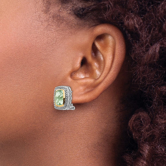 Sterling Silver with 14K Accent Gemstone Earrings