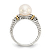 Shey Couture Sterling Silver with 14K Accent Antiqued 8mm Freshwater Cultured Pearl Ring
