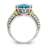 Shey Couture Sterling Silver with 14K Accent Antiqued Oval Swiss Blue Topaz Ring