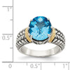 Shey Couture Sterling Silver with 14K Accent Antiqued Oval Swiss Blue Topaz Ring