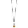 Shey Couture Sterling Silver Gold-tone Flash Gold-plated 18 Inch Antiqued Round Bezel Citrine Necklace