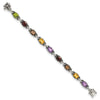Shey Couture Sterling Silver 7.25 Inch Antiqued Cushion .86Amethyst/.86Citrine/1.10Garnet/.55Peridot/.86Smoky Quartz Bracelet