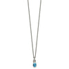 Shey Couture Sterling Silver 18 Inch Antiqued Cushion Bezel Sky Blue Topaz and Diamond Necklace
