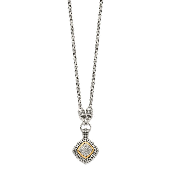 Shey Couture Sterling Silver with 14K Accent 17 Inch Antiqued Diamond Necklace