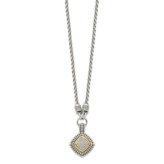 Shey Couture Sterling Silver with 14K Accent 17 Inch Antiqued Diamond Necklace