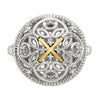 Shey Couture Sterling Silver Rhodium-plated with 14K Accent Diamond Vintage Ring