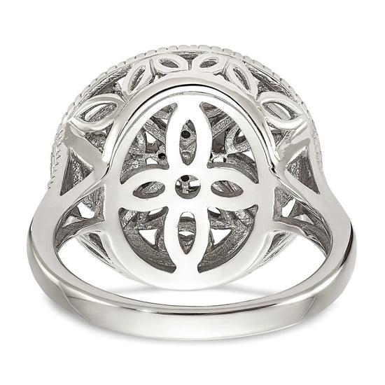 Shey Couture Sterling Silver Rhodium-plated with 14K Accent Diamond Vintage Ring
