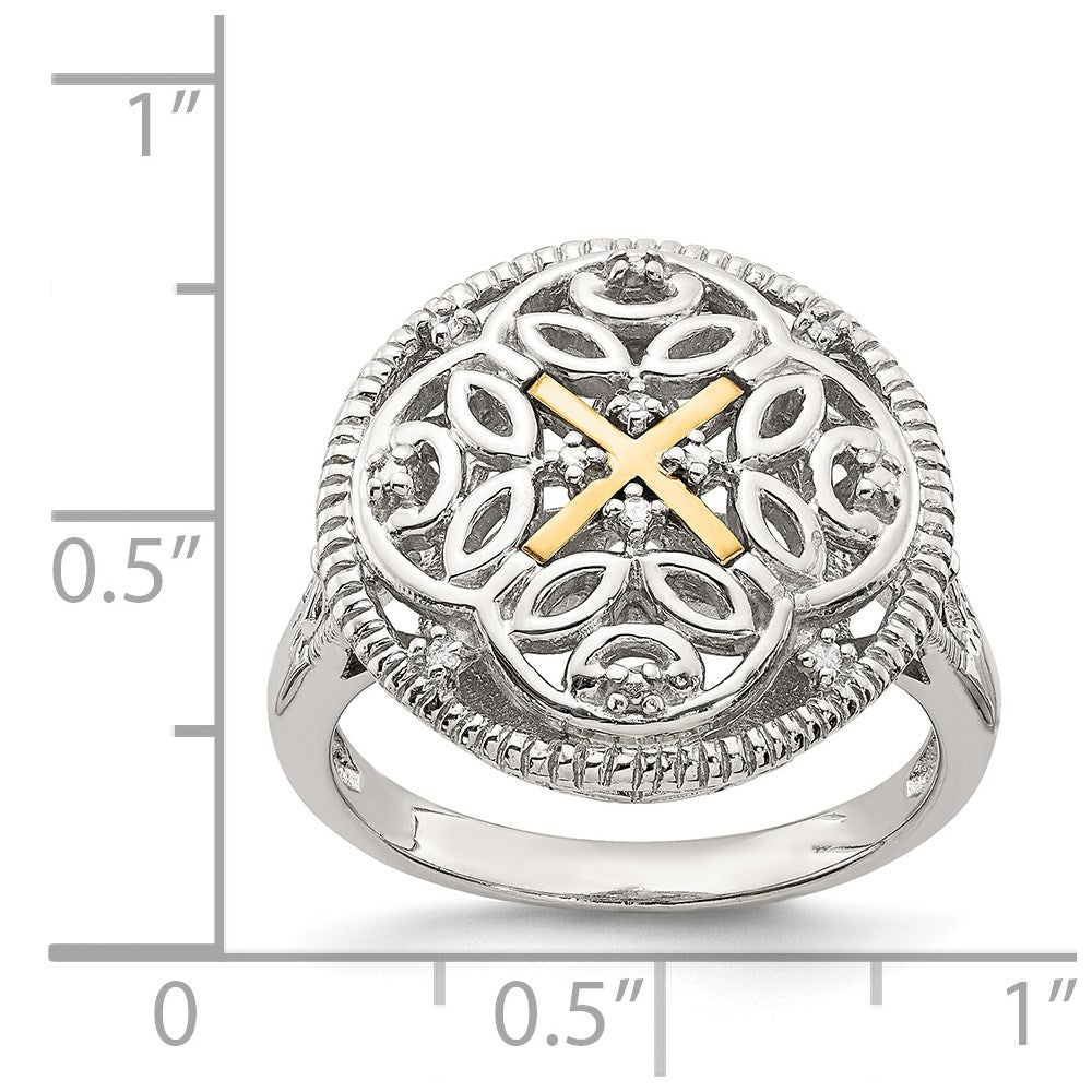 Shey Couture Sterling Silver Rhodium-plated with 14K Accent Diamond Vintage Ring