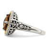 Shey Couture Sterling Silver with 14K Accent Antiqued Cushion Citrine Ring