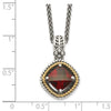 Shey Couture Sterling Silver with 14K Accent 18 Inch Antiqued Checkerboard Cushion Garnet Necklace