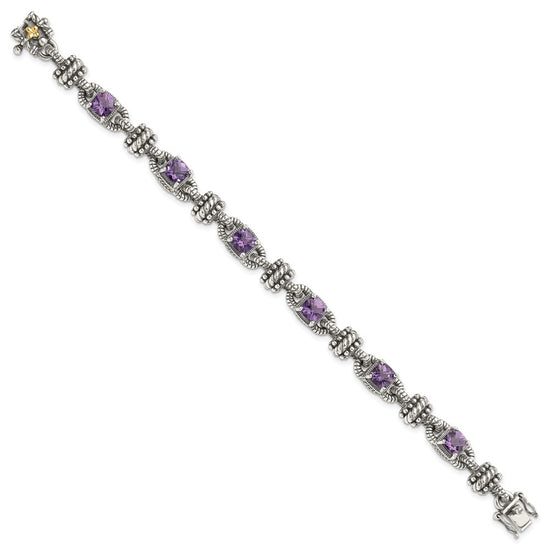 Sterling Silver w/14k Accent Antiqued Gemstone Bracelets